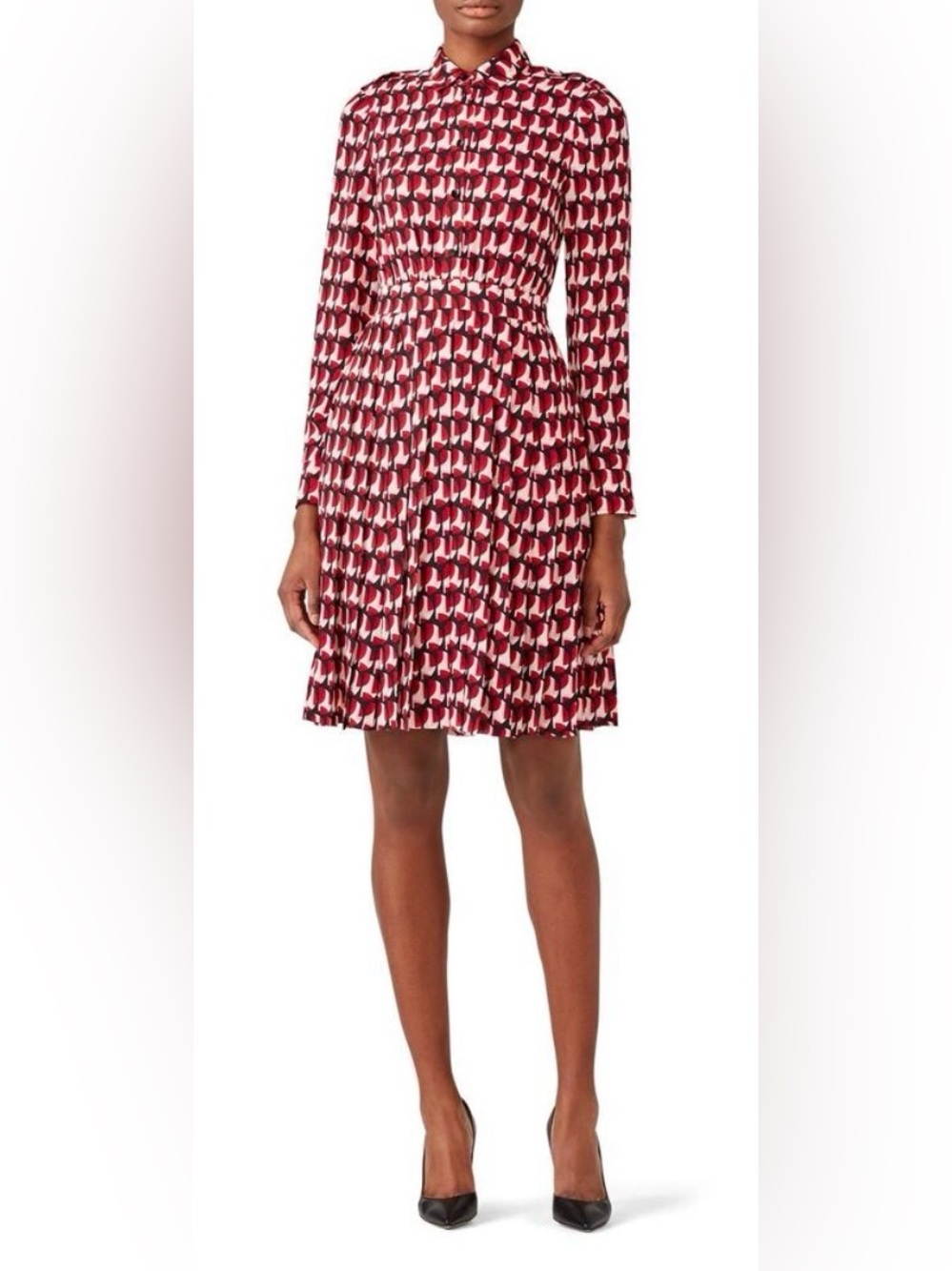 Kate Spade New York Pleated Fit & Flare Dress Size 12 Geometric Print - Picture 2 of 16